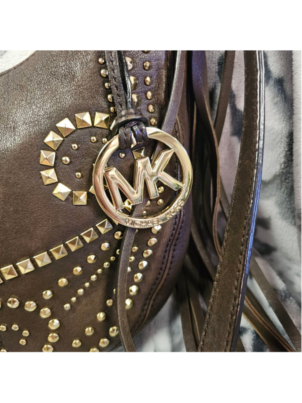 Michael Kors Rhea Studded Fringe Messenger Bag - Picture 7 of 10